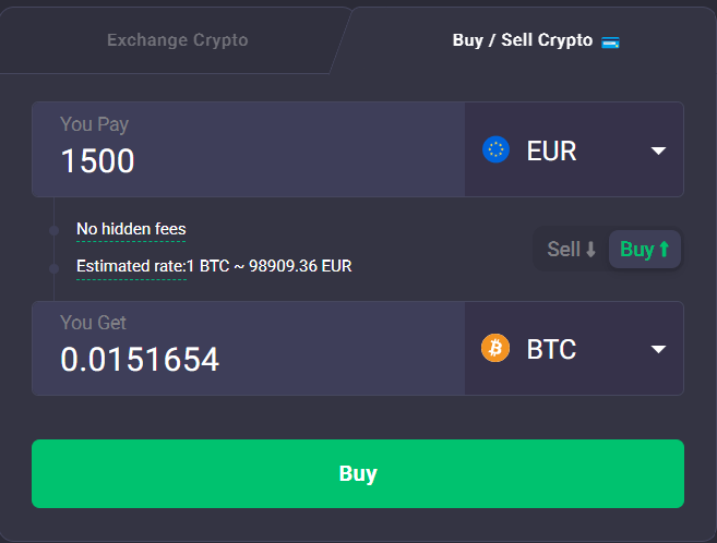 Changenow bitcoin alımı.