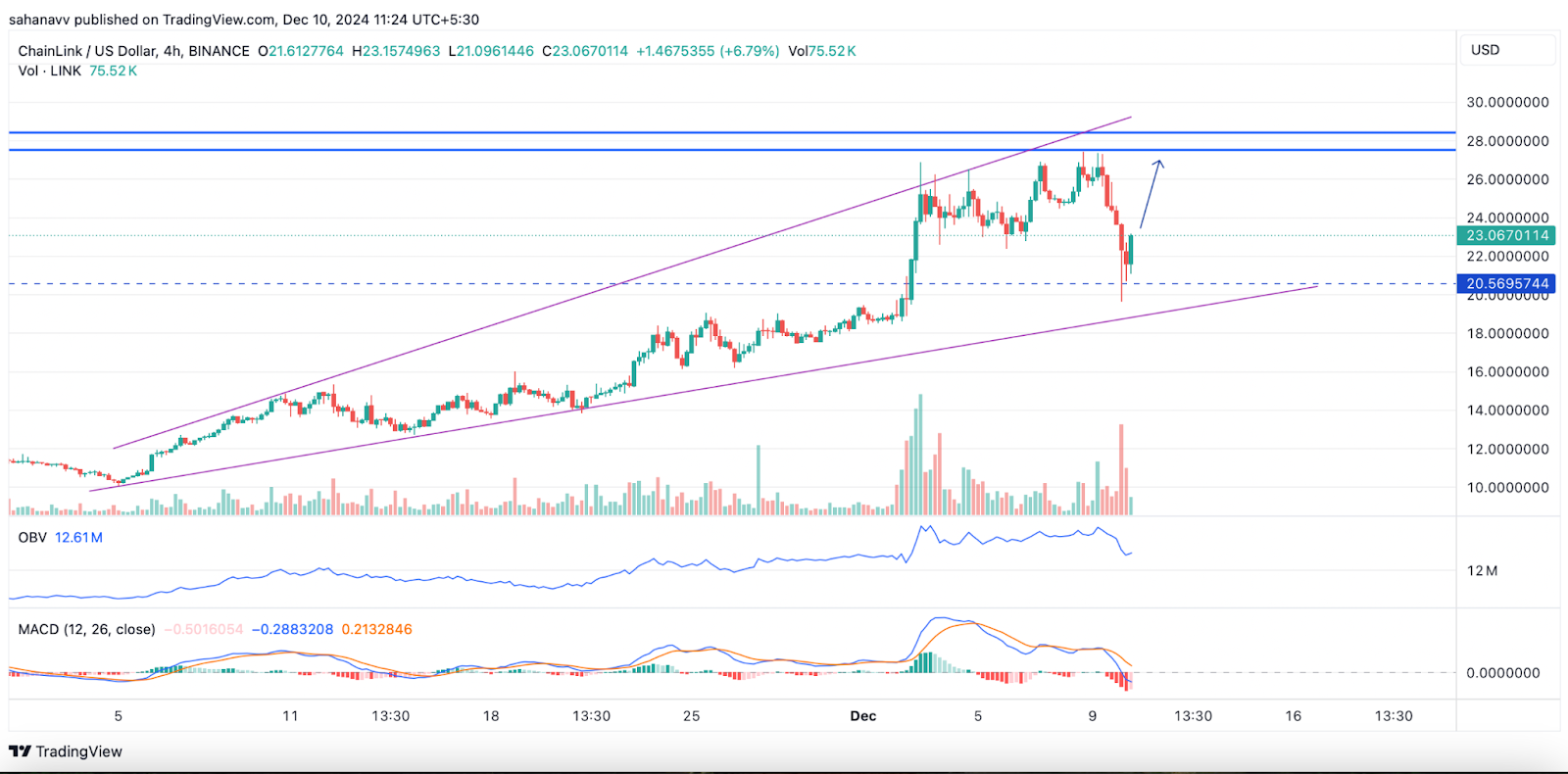 chainlink fiyat grafiği