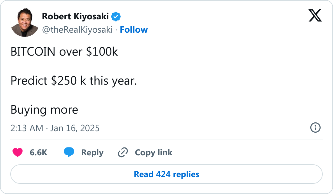 Robert Kiyosaki'nin tweeti