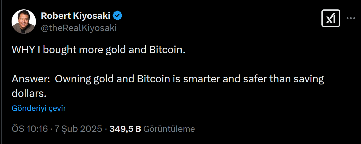 Robert Kiyosaki'nin Bitcoin ve altınla ilgili paylaşımı