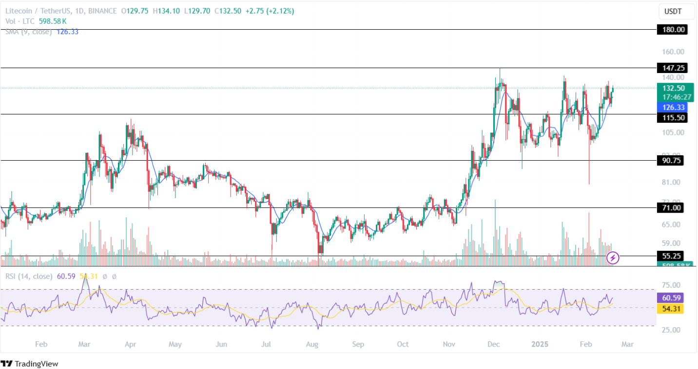 Litecoin fiyat grafiği. Kaynak: TradingView