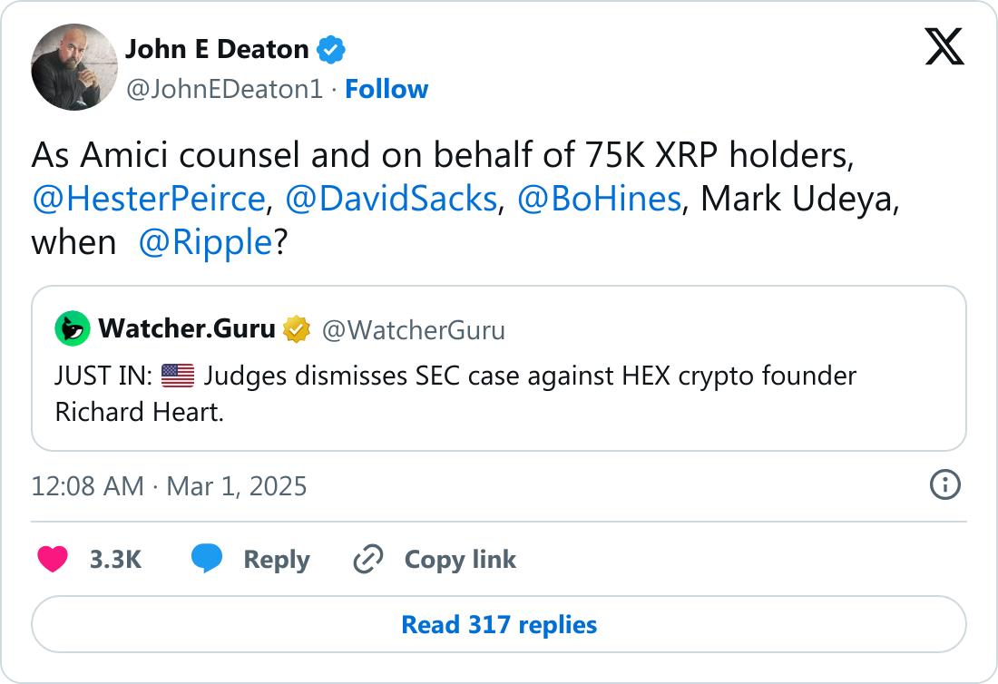 John Deaton'ın paylaştığı XRP gönderisi.